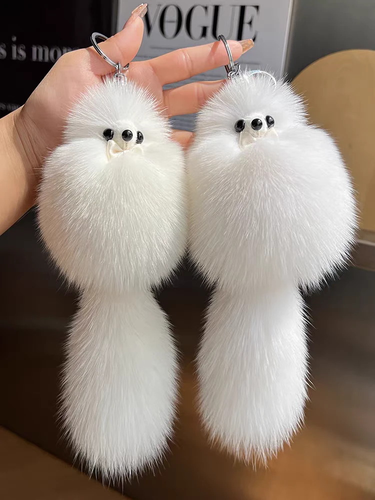 狐狸毛小狐狸汽车钥匙扣挂件可爱毛绒小魅狐卡通公仔玩偶包包挂饰