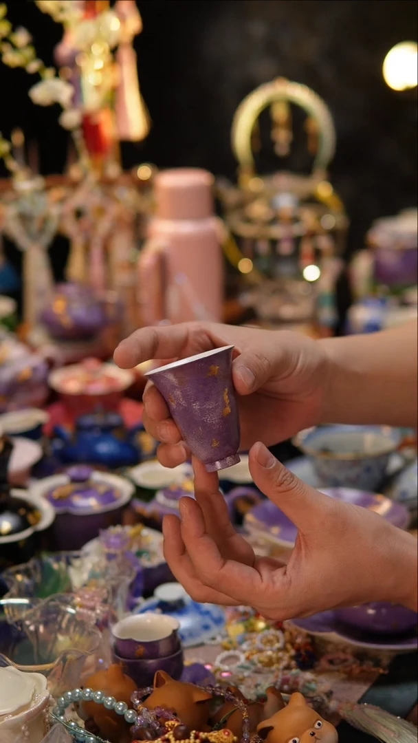【闪购商品】紫色大漆铃铛闻香杯