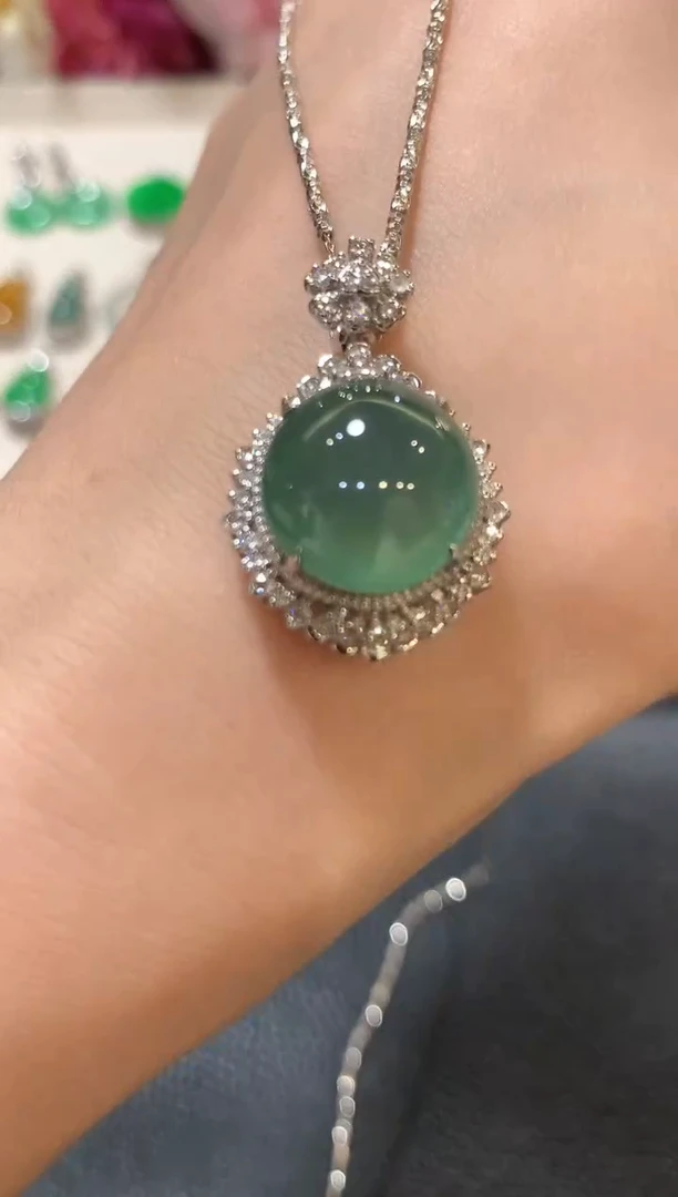 吊坠(不含链)18K金镶嵌翡翠z113