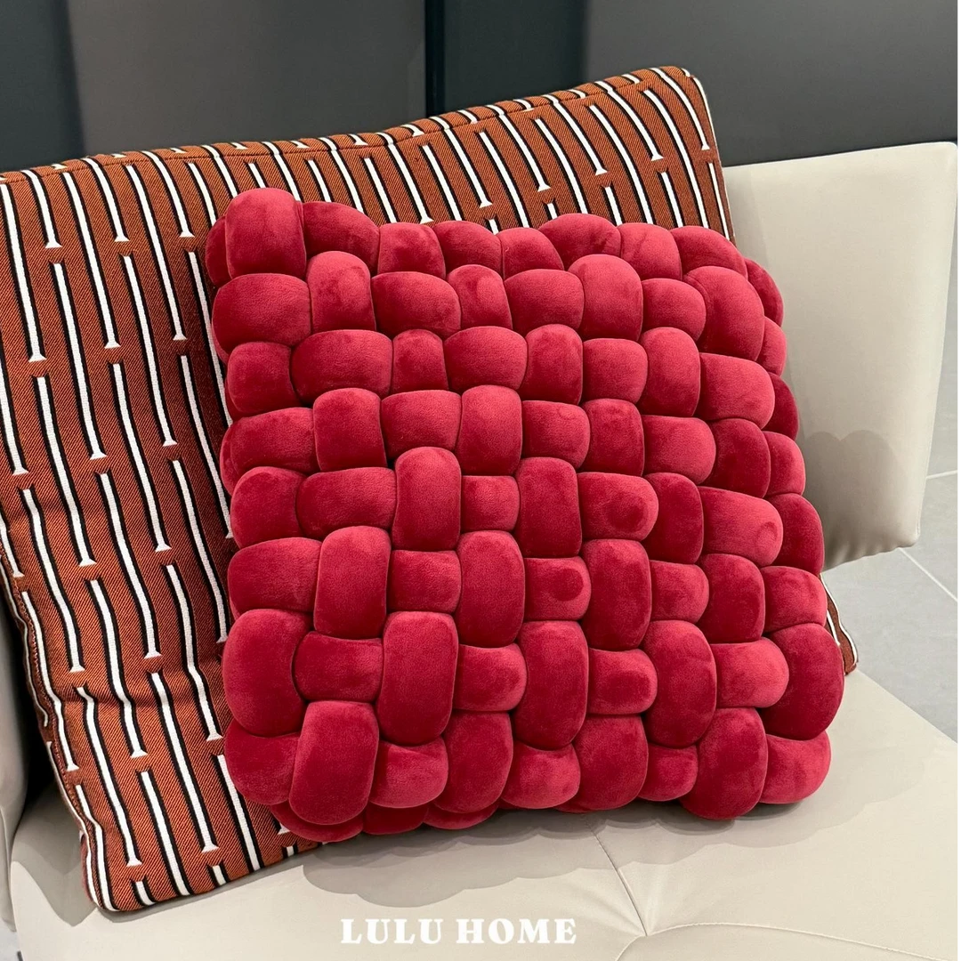 LULU「手工编织抱枕/坐垫」柔软毛绒抱枕 沙发靠垫坐垫