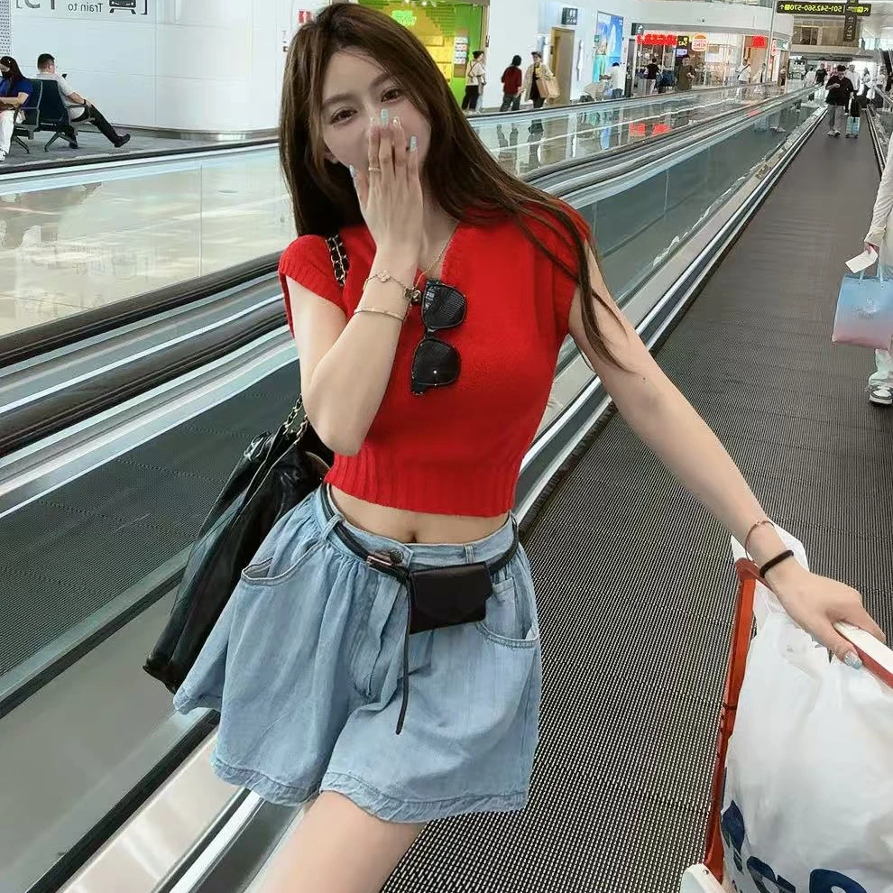 【YKL】色彩幻境 显白咸菜绿/经典红针织上衣