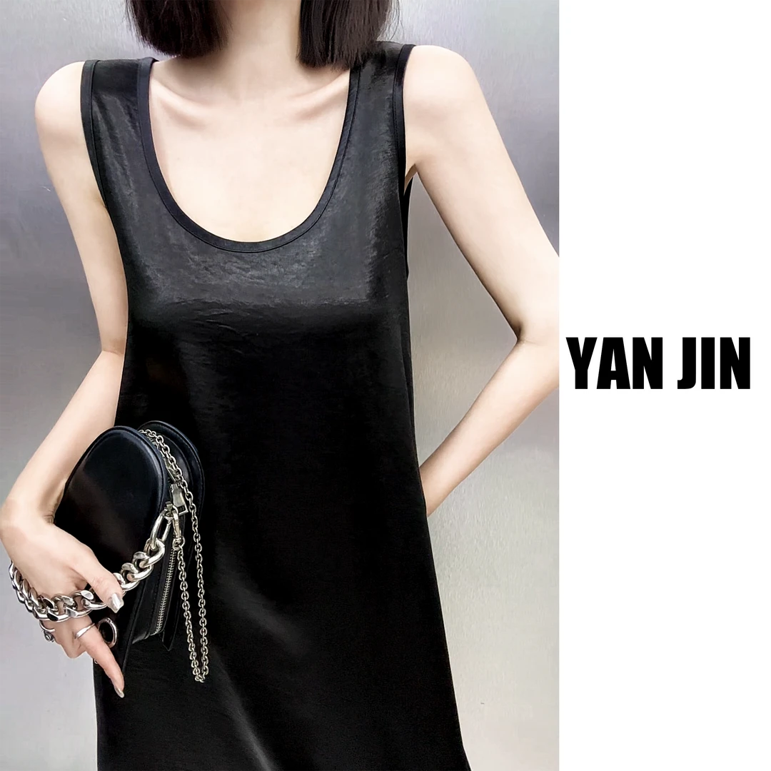 【铂金气质连衣裙】缎料口袋 时尚遮肉显瘦A版长款连衣裙