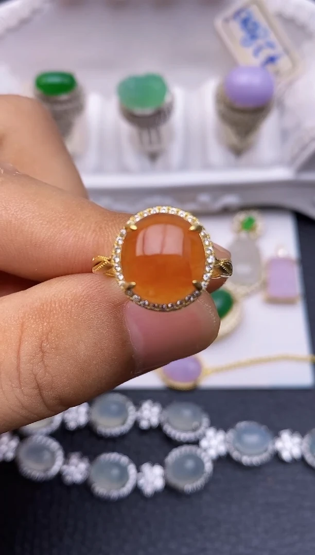 翡翠戒指银S925镶嵌/0042