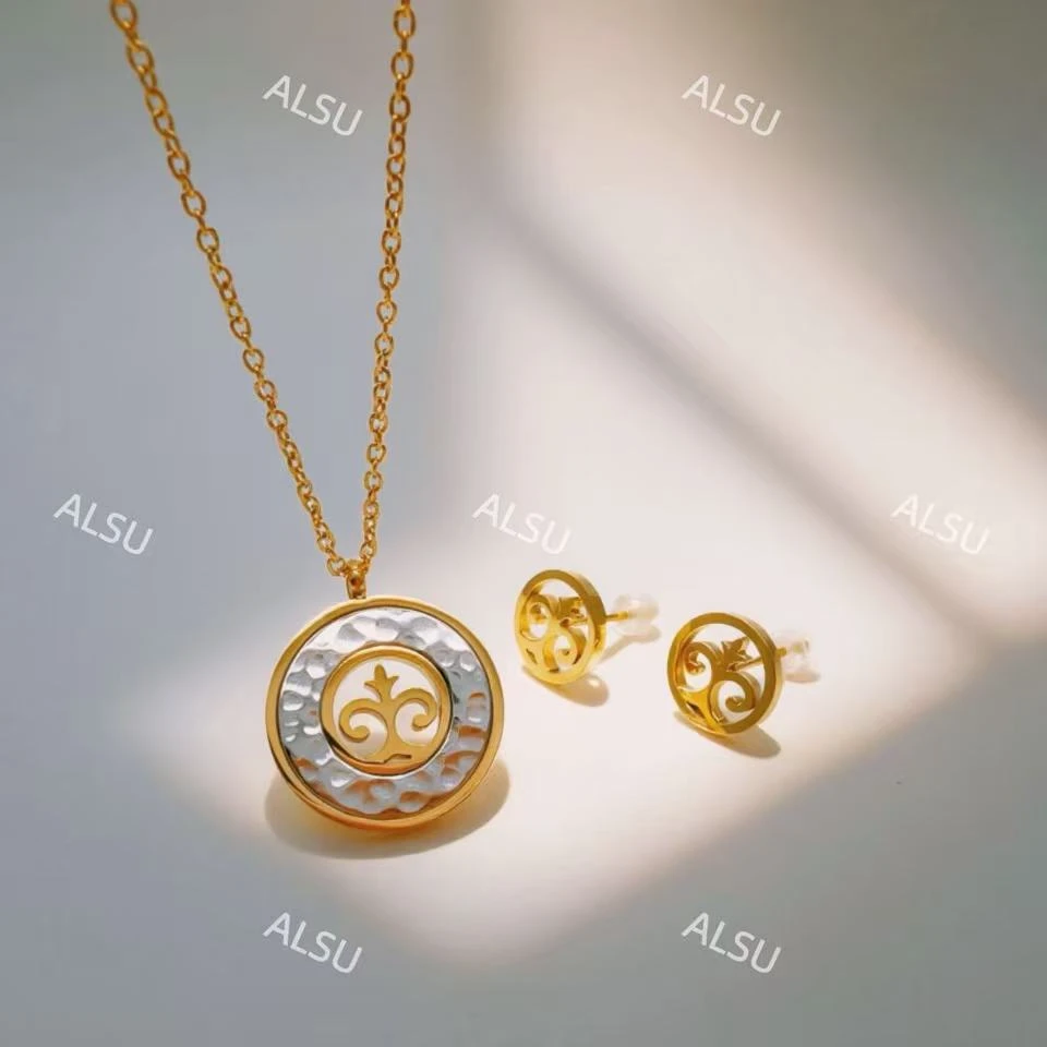 合金项链 ALSU原创经典民族风新款敲打面两件套百搭时尚气质