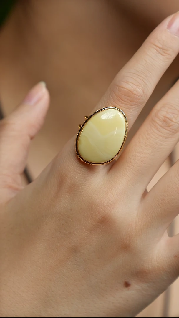 银S925镶嵌蜜蜡戒指温如雪