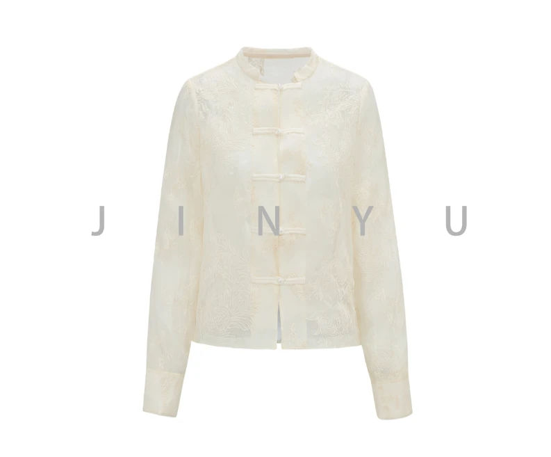 锦钰【东方意境】新中式欧根纱全刺绣盘扣小衫