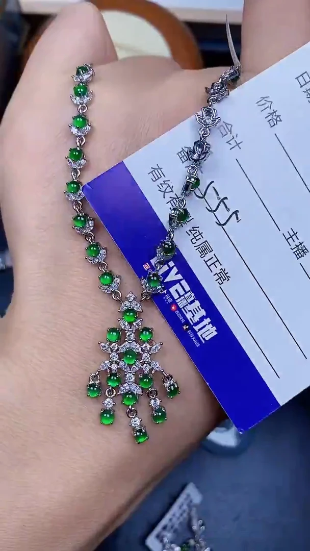 翡翠戒指银S925镶嵌5555