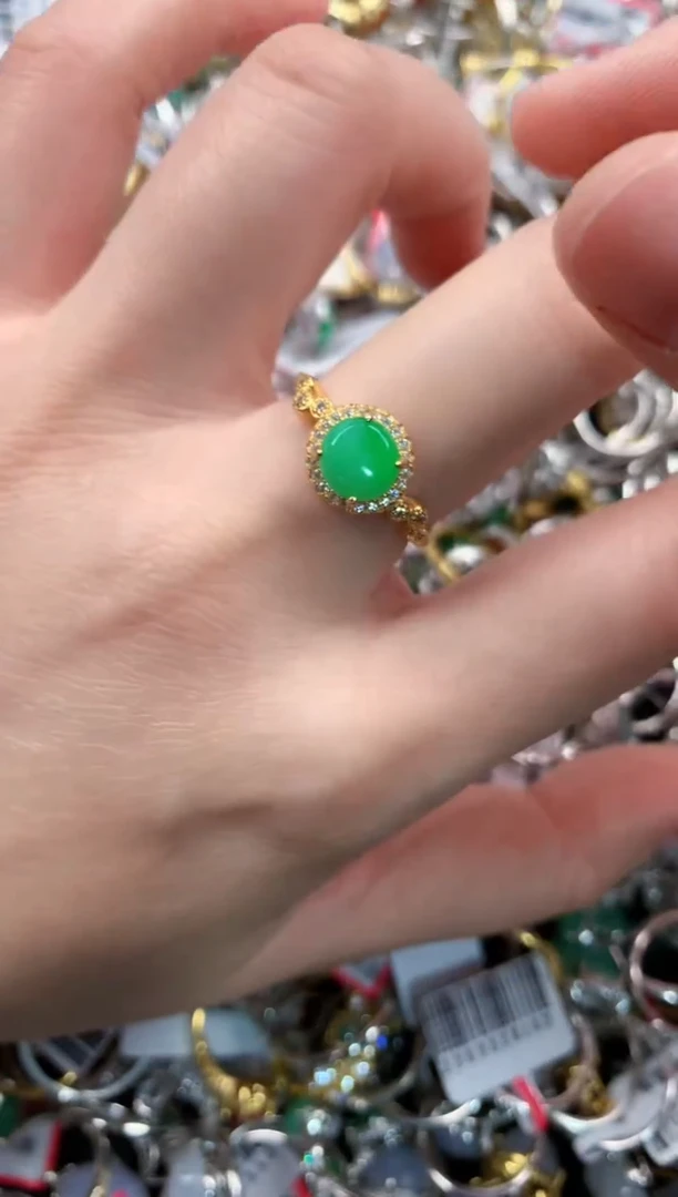 银S925镶嵌戒指翡翠111   6