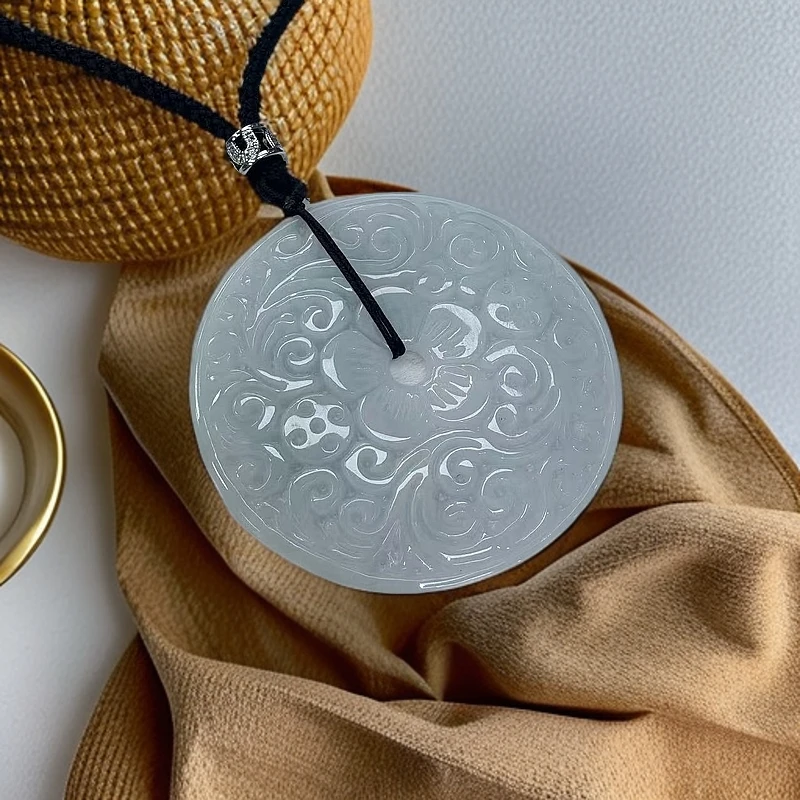 【杰缘珠宝】A货翡翠双面雕花平安扣吊坠 多样性