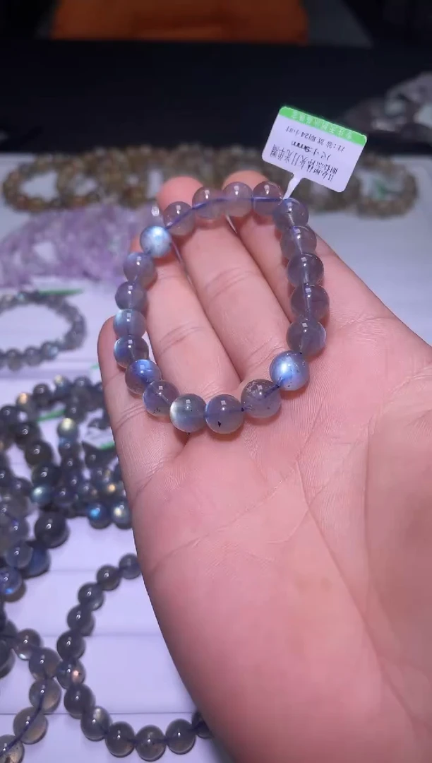 未镶嵌手链长石J076-9mm灰月光单圈-多样性发其一