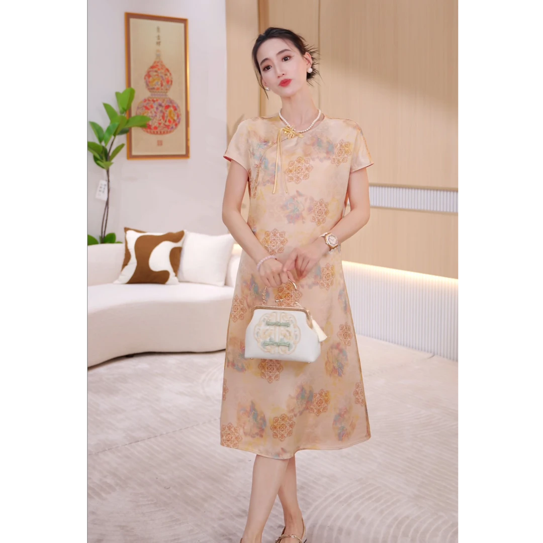 【如意】2025夏爆款透气夏季新中式旗袍裙女装JX0059