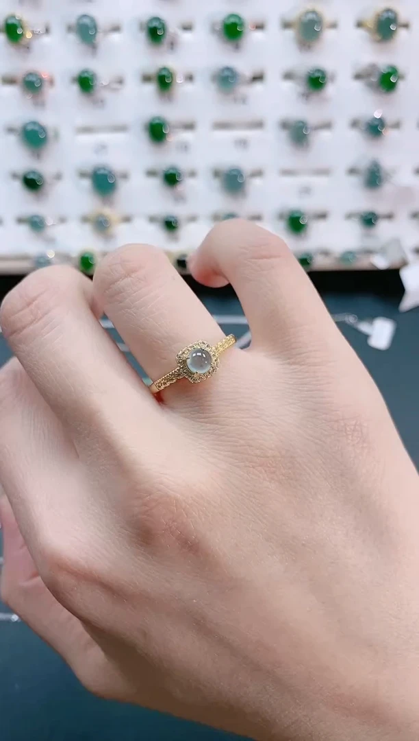 【闪购商品】翡翠戒指银S925镶嵌天然翡翠