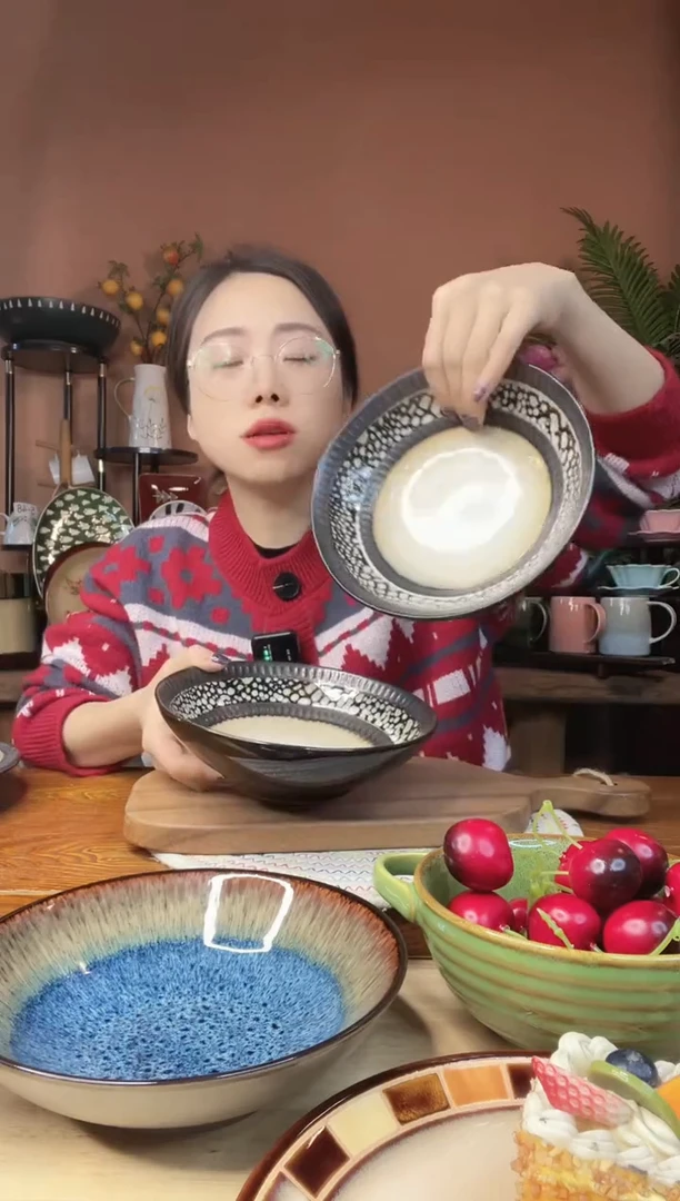 陶瓷7.5英寸豹纹斗笠碗 2件 微瑕疵