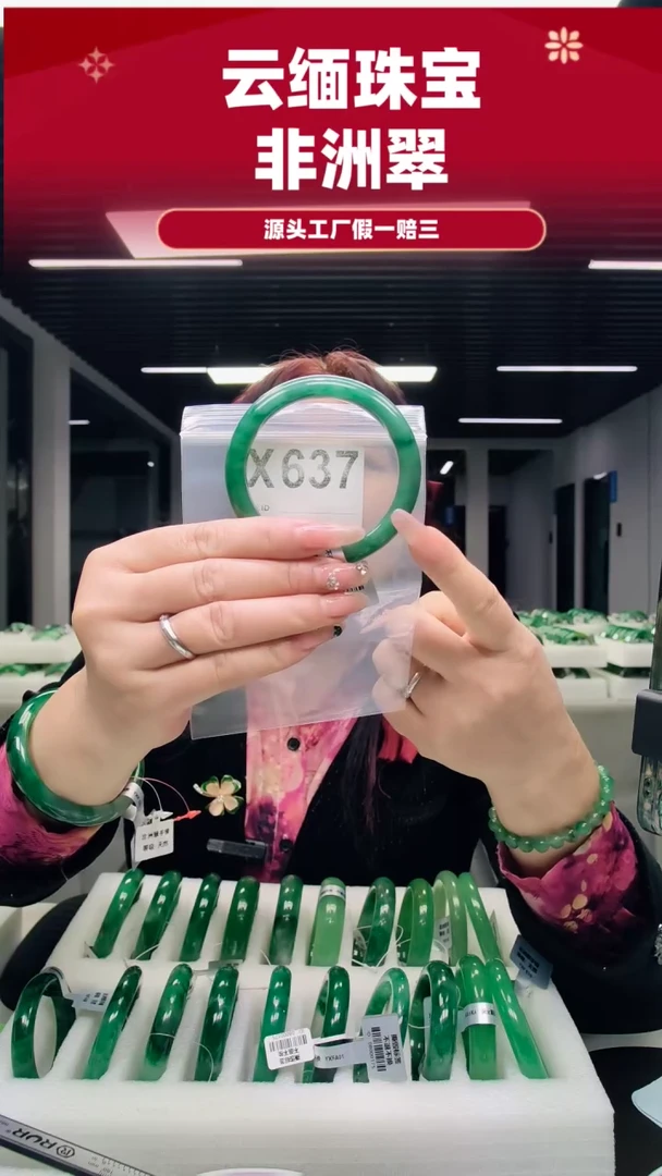 未镶嵌手镯石英质玉（非洲翠）60圈口X637