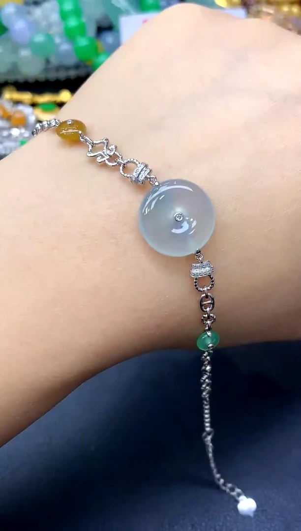 18K金镶嵌手链翡翠350-中国好珍宝