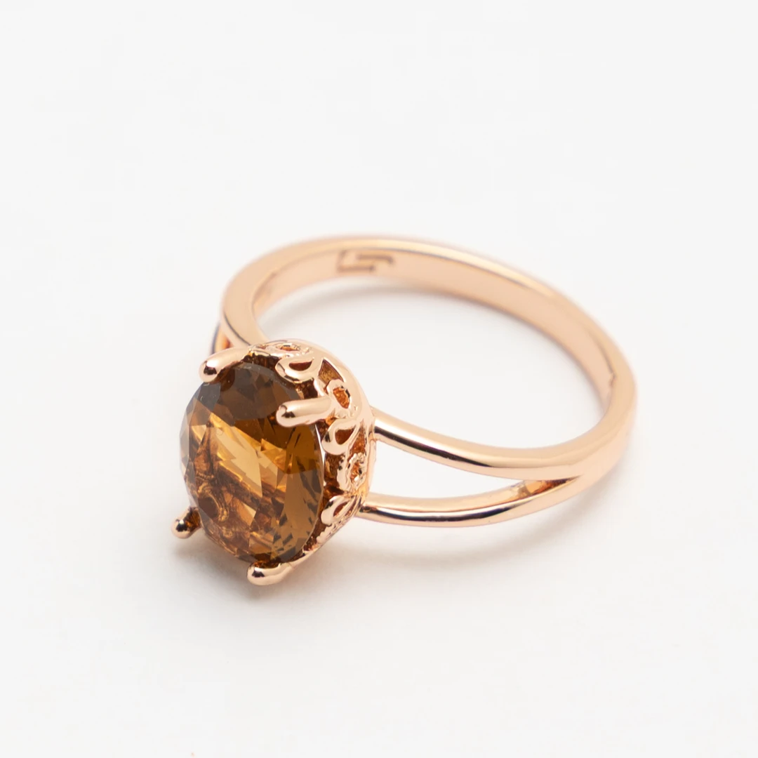 合金锆石戒指 UR【顺丰包邮-无运费险】咖啡钻戒 玫瑰金色民族耳饰