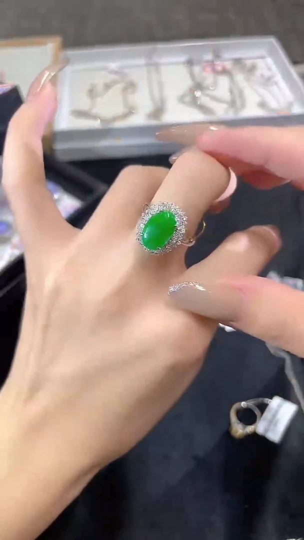 翡翠戒指18K金镶嵌HX  020