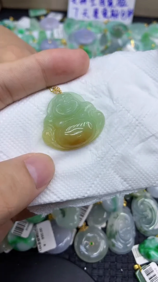 颈饰18K金镶嵌翡翠天然缅甸A货翡翠