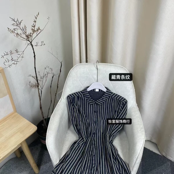 春款文艺粗条纹衬衣