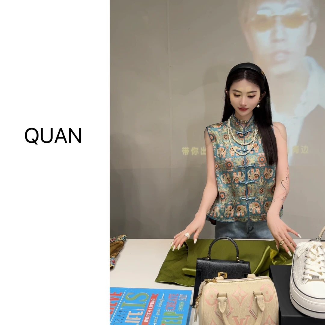 现货【象厚赚】新中式气质时尚夏季复古无袖马甲上衣