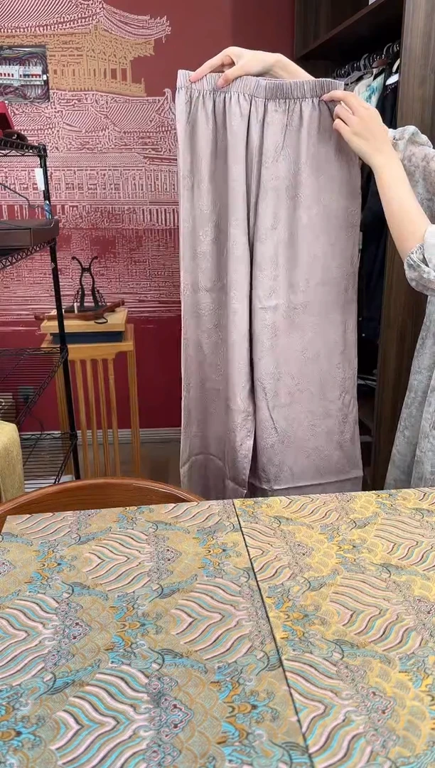 刺绣M 桑蚕丝裤子长裤 2543
