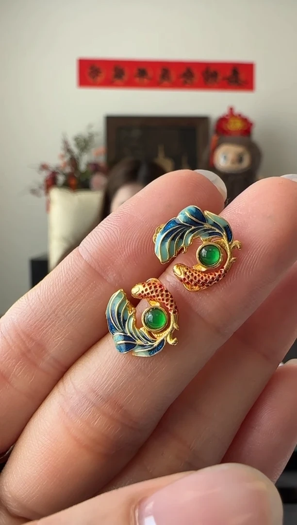 【闪购商品】翡翠耳饰银S925镶嵌银镶