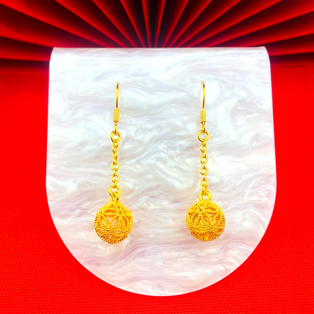 铜合金耳饰 【金銮绣球耳钩】时尚精美气女款质百搭新中式耳环气质