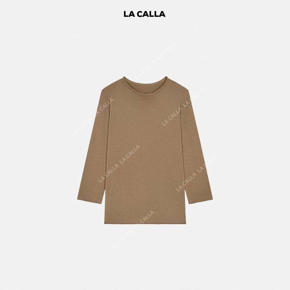 LA CALLA纸片纱细纱气质慵懒风长袖上衣OY51-1957
