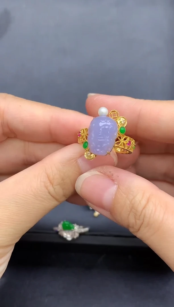 18K金镶嵌戒指翡翠482-中国好珍宝