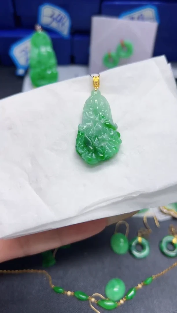 【闪购商品】翡翠颈饰18K金镶嵌Y缅料A货/支持复检/一件