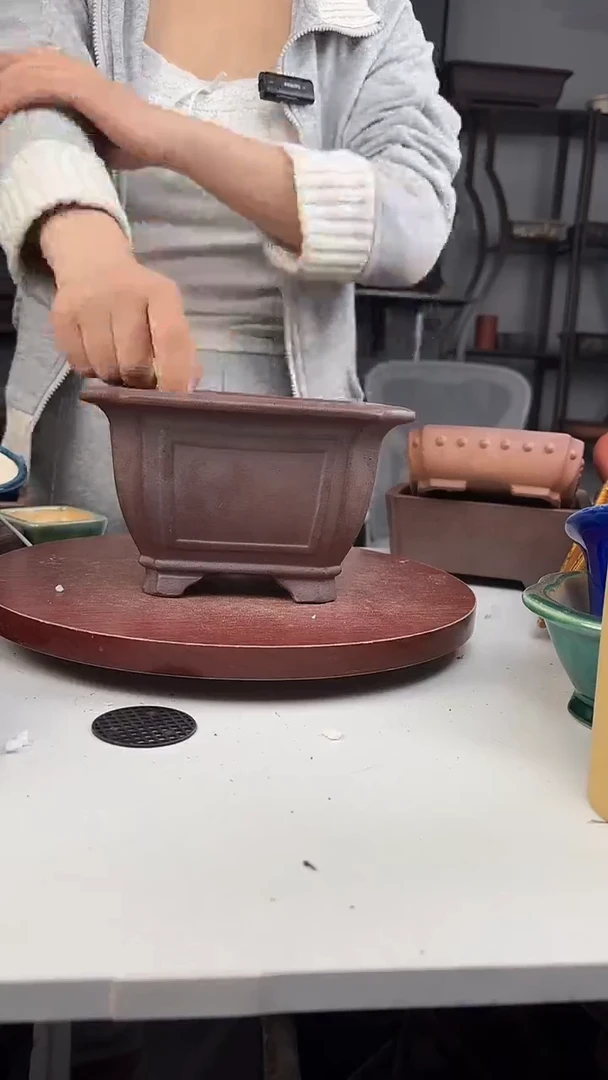 紫砂花盆浅草紫砂花盆微瑕