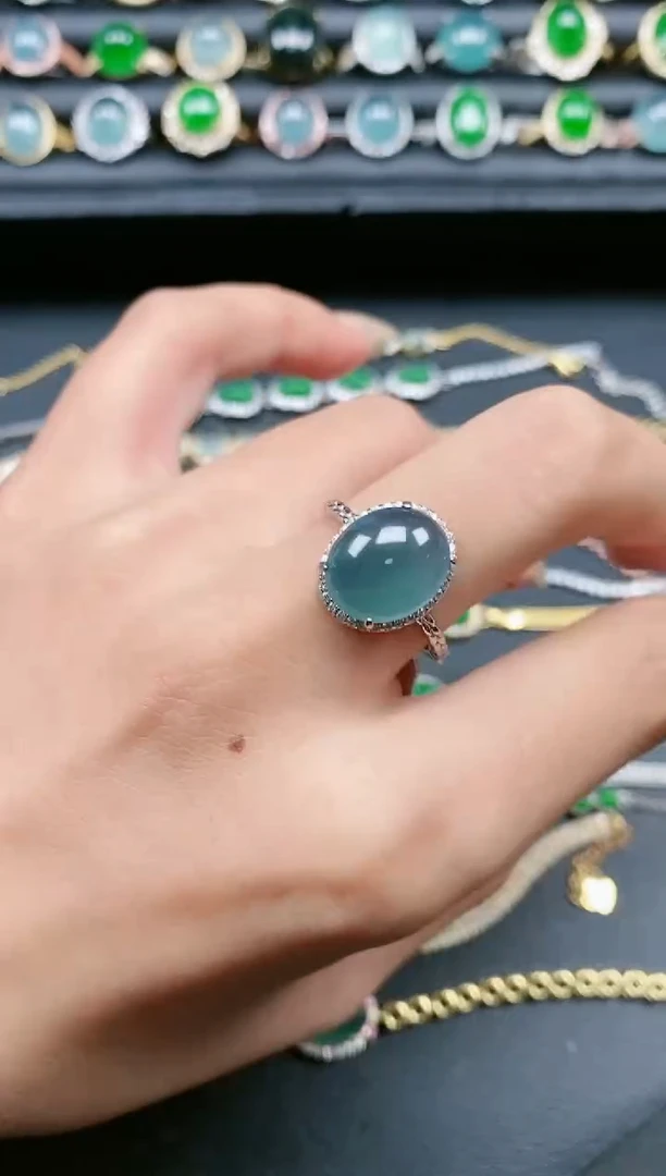 翡翠戒指银S925镶嵌111111