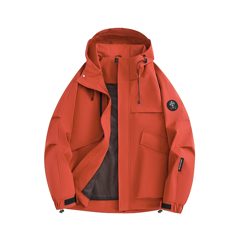 夺威春季新款抽绳连帽纯色男女同款户外夹克情侣款外套011