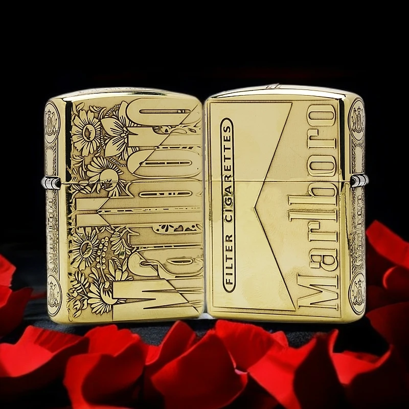 ZIPPO/之宝打火机黄铜盔甲【万宝路繁花】防风原装打火机DYJ1