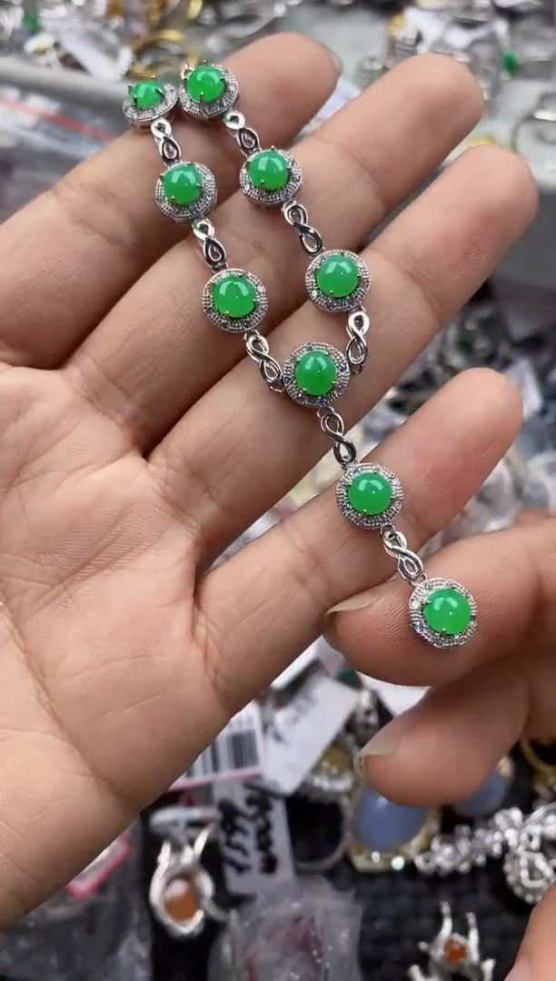 银S925镶嵌戒指翡翠111----9