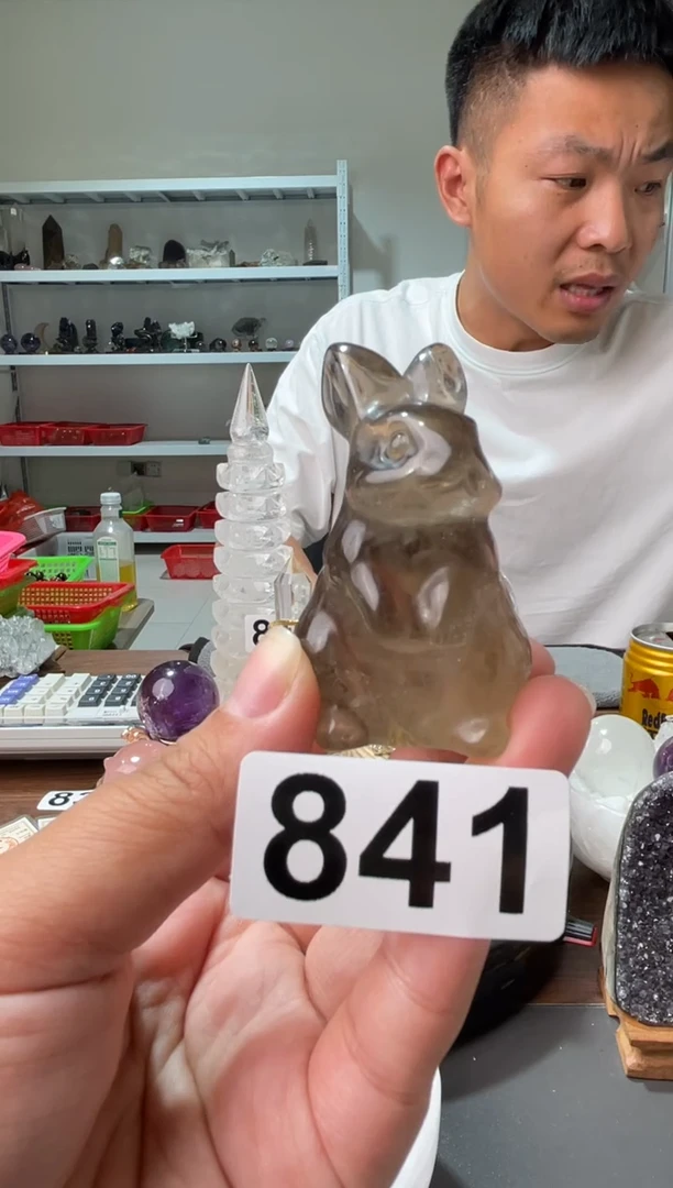 未镶嵌大型摆件（非配饰）水晶茶水晶兔子841