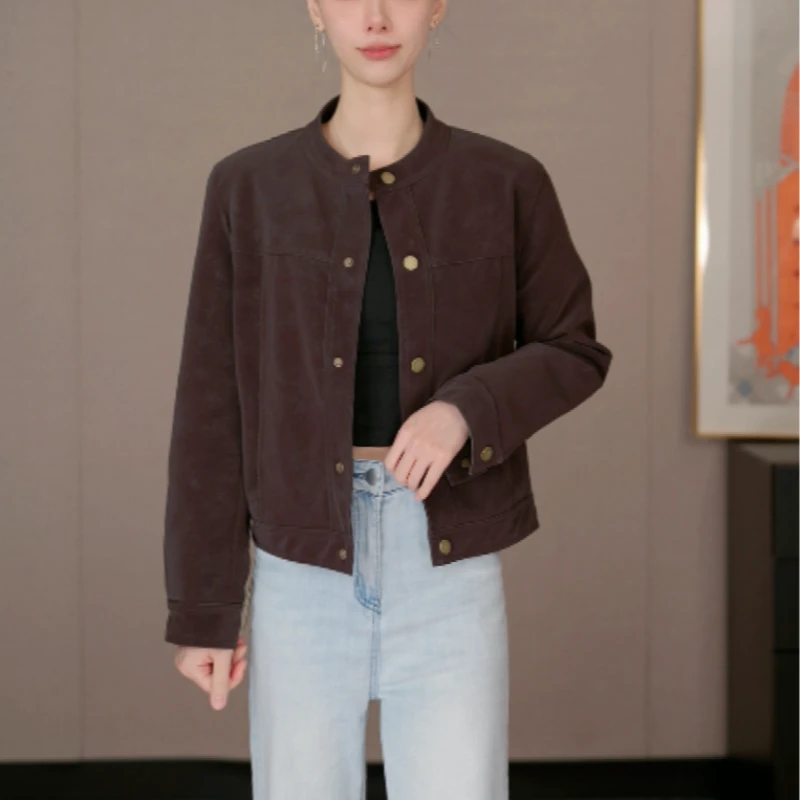 【有单层/有白鸭绒】2025新款皮衣SSS级反绒翻毛绒新款外套洋气皮衣