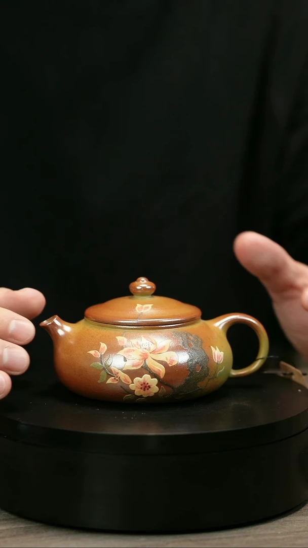 茶壶紫砂我**嘴H2372李小琴堆绘段泥花朵寒江