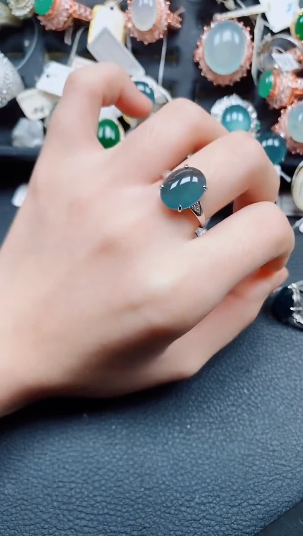银S925镶嵌戒指翡翠翡翠