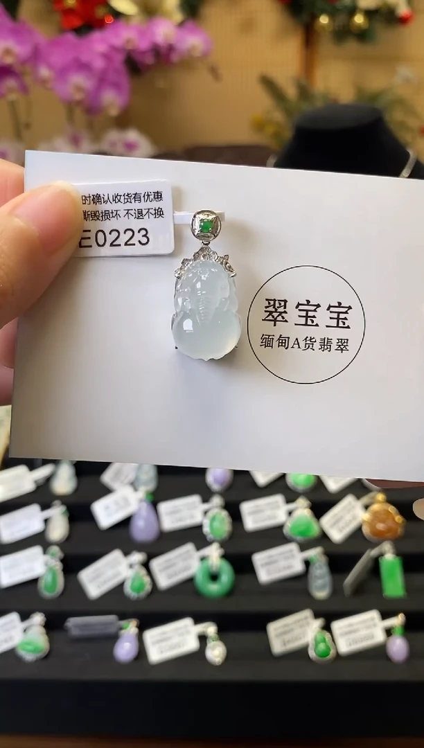 颈饰18K金镶嵌翡翠E0223 貔貅 含运营费