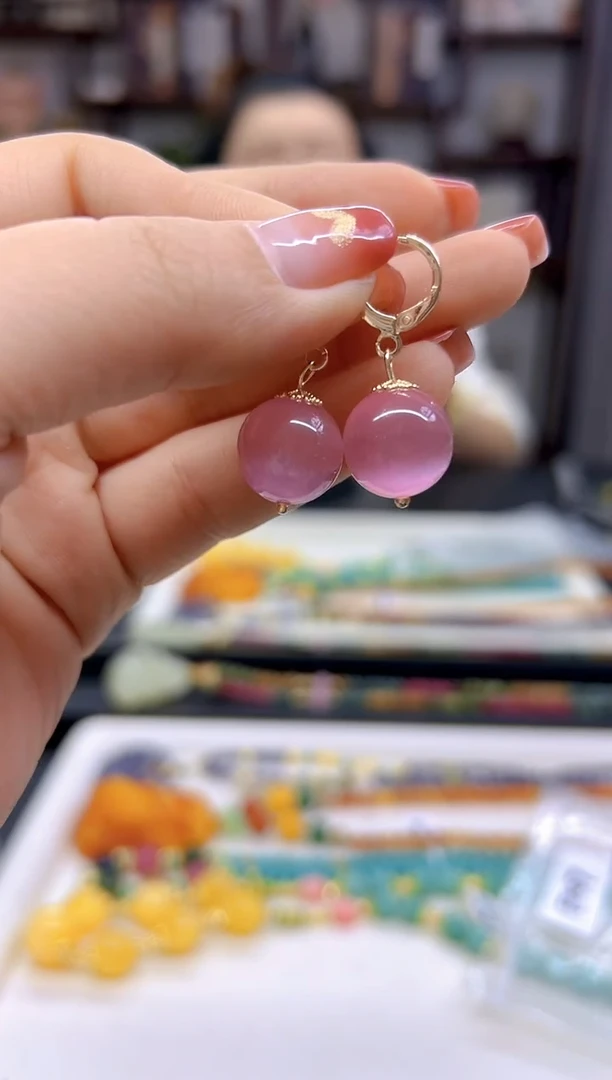 【闪购商品】碧玺猫眼耳饰14K金镶嵌E607