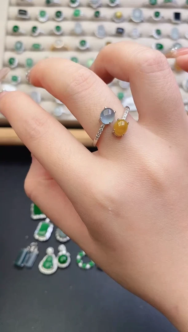 银S925镶嵌戒指翡翠0