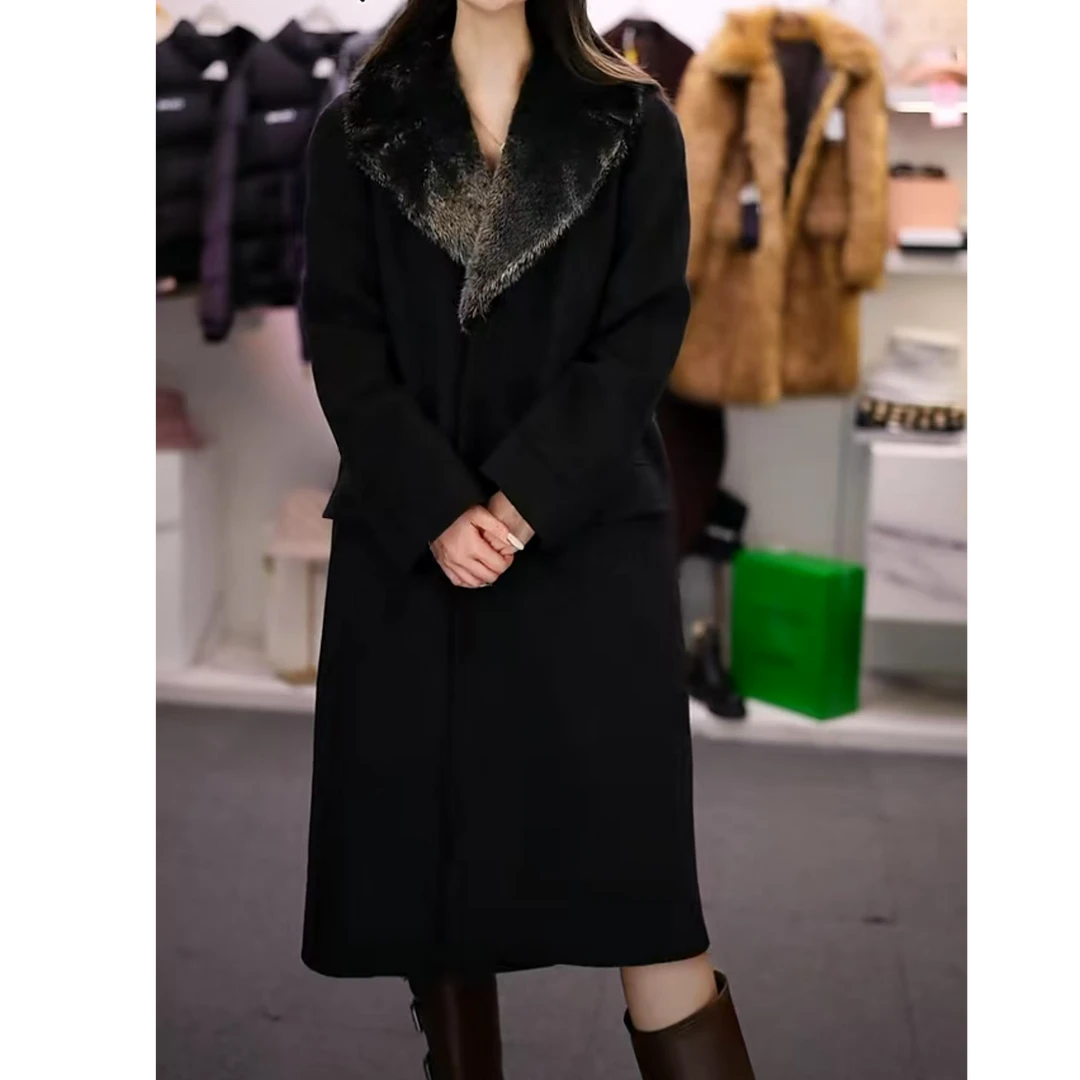 全新未使用 Prada/普拉达 /毛领装饰长款大衣
