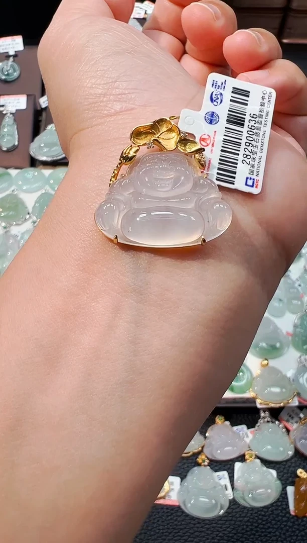 翡翠18K金镶嵌吊坠(不含链)佛公吊坠636