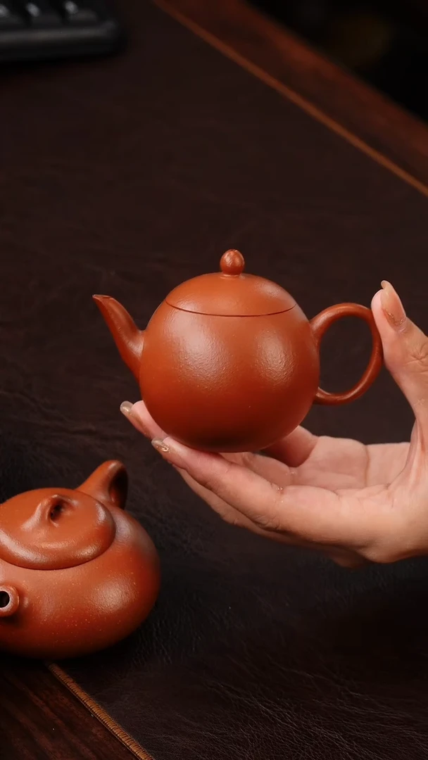 茶壶紫砂小煤窑朱泥圆珠100cc