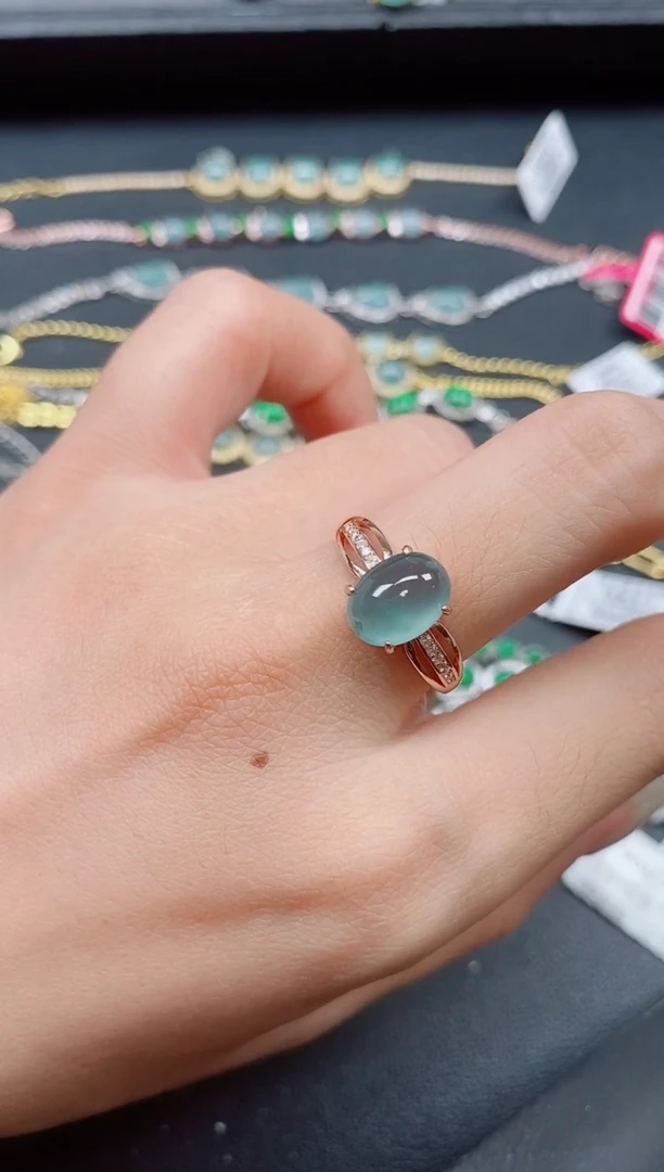 翡翠戒指银S925镶嵌1111