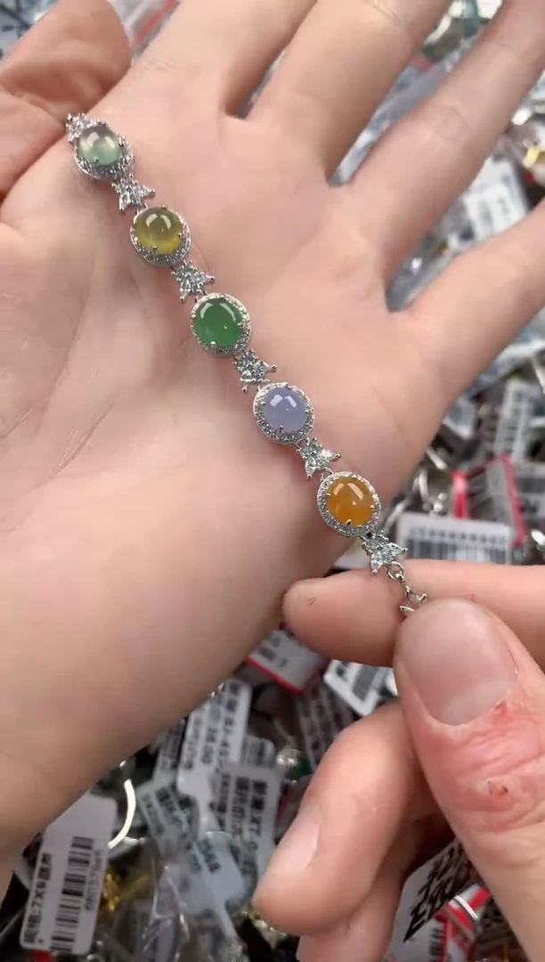 银S925镶嵌戒指翡翠666  8