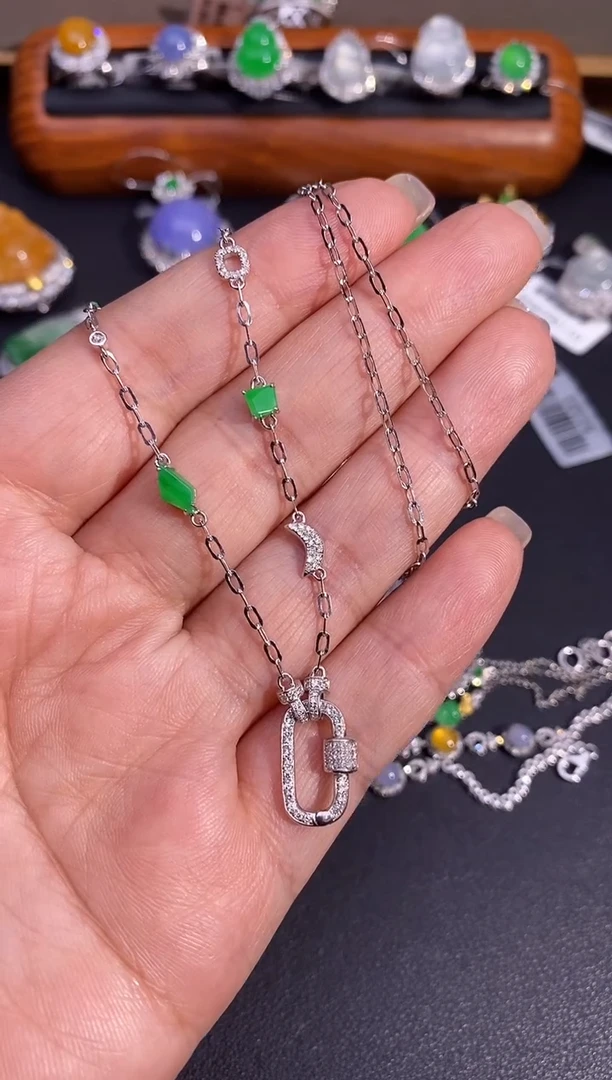 【闪购商品】翡翠项链18K金镶嵌项链