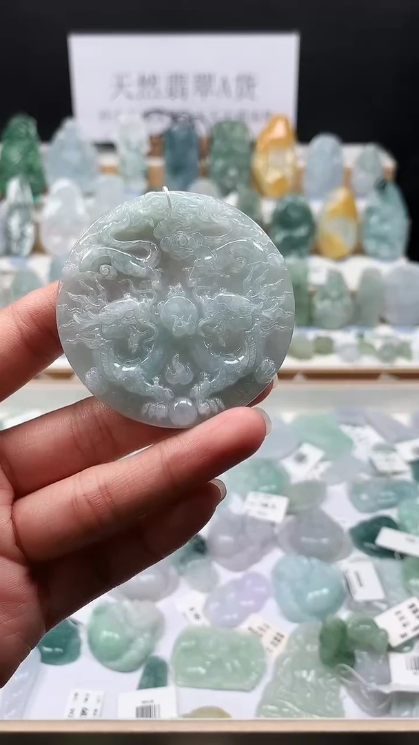 吊坠(不含链)未镶嵌翡翠88双龙戏珠