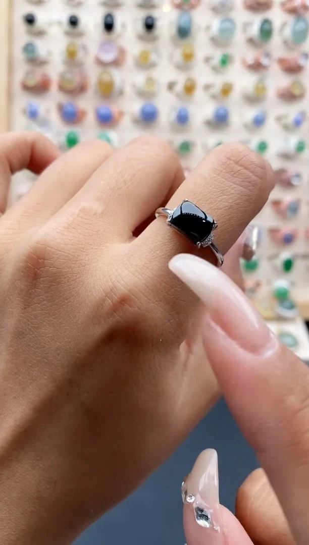 【闪购商品】翡翠戒指银S925镶嵌缅甸天然A货翡翠333  1+1